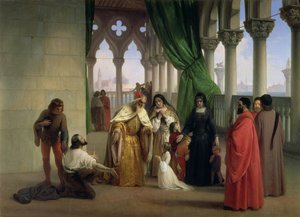 Die beiden Foscari: Francesco Foscari, Doge von Venedig (ca. 1372-1457), verbannt seinen Sohn Jacopo wegen verräterischer Korrespondenz im Exil; Thema von Byrons poetischem Drama 